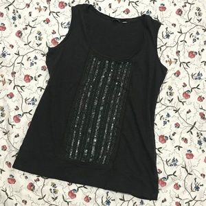 grey sequin embellished tank top - medium